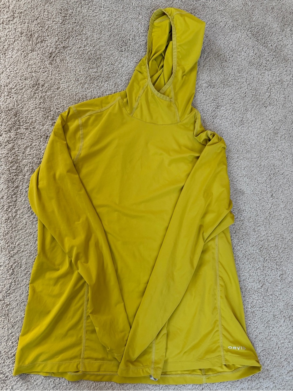Orvis Hooded Performance Pullover sun shirt. in Chartreuse Yellow medium